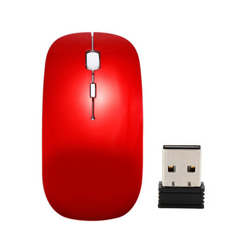 Ултра тънка USB оптична безжична мишка Gamer 2.4G приемник Супер тънка геймърска мишка Безжичен компютър PC Лаптоп Настолен компютър