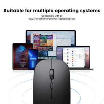 Ασύρματο ποντίκι Bluetooth για φορητό υπολογιστή Επαναφορτιζόμενα φορητά Mause Αθόρυβα εργονομικά ποντίκια για υπολογιστή Tablet Macbook Office Home