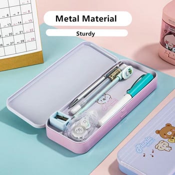 Μεταλλική μολυβοθήκη Cartoon Kawaii School Stationery Storage Box Διπλής στρώσης Μολυβοθήκες Πολυλειτουργικές Student Cute Case Pen Box