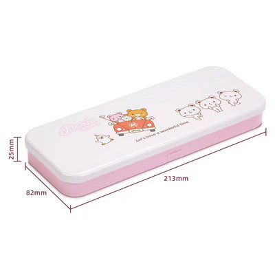 Μεταλλική μολυβοθήκη Cartoon Kawaii School Stationery Storage Box Διπλής στρώσης Μολυβοθήκες Πολυλειτουργικές Student Cute Case Pen Box