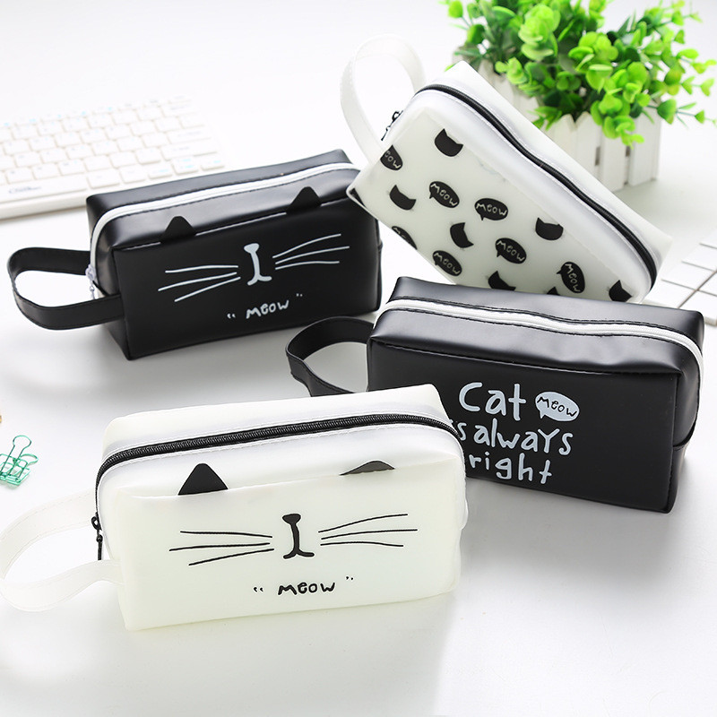 Kawaii Cat Pencil Case PU Δερμάτινη μολυβοθήκη super χωρητικότητας Σχολική μολυβοθήκη για κορίτσια Χαρτικά Σχολικά είδη