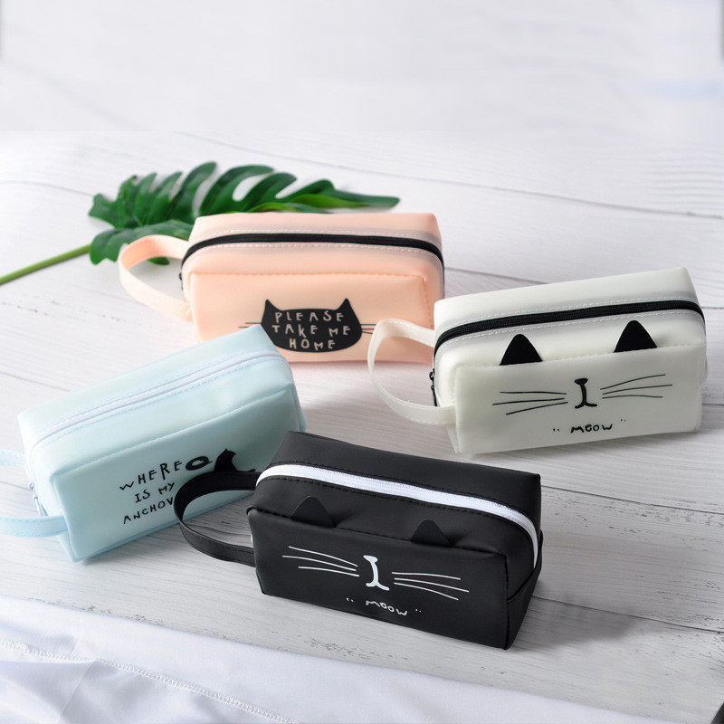 Kawaii Cat Pencil Case PU Δερμάτινη μολυβοθήκη super χωρητικότητας Σχολική μολυβοθήκη για κορίτσια Χαρτικά Σχολικά είδη