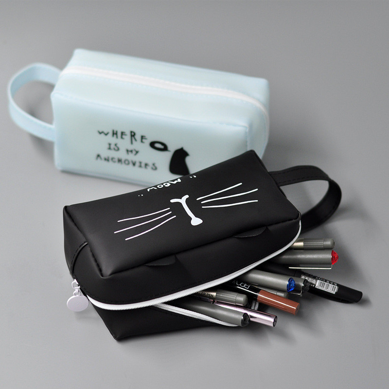 Kawaii Cat Pencil Case PU Δερμάτινη μολυβοθήκη super χωρητικότητας Σχολική μολυβοθήκη για κορίτσια Χαρτικά Σχολικά είδη