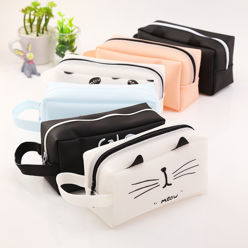 Kawaii Cat Pencil Case PU Δερμάτινη μολυβοθήκη super χωρητικότητας Σχολική μολυβοθήκη για κορίτσια Χαρτικά Σχολικά είδη