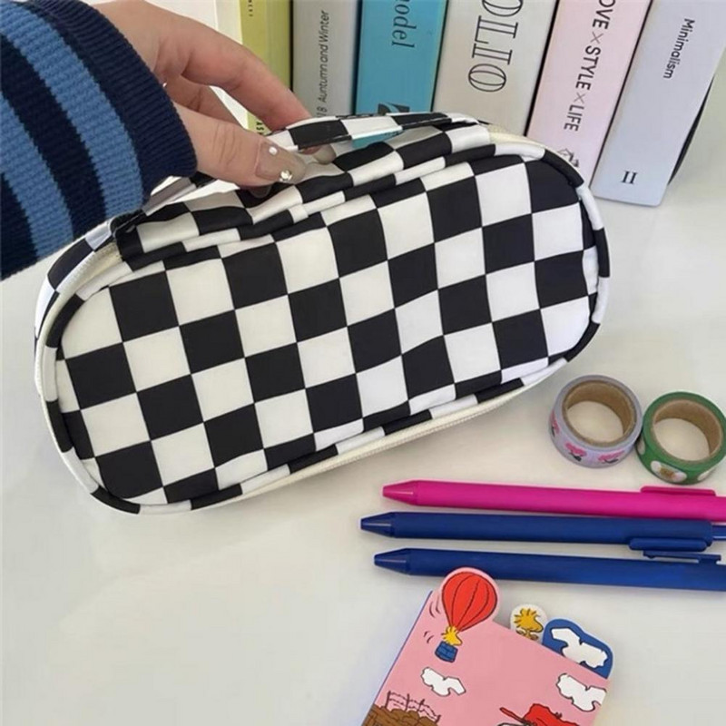 Speciális ceruzatáska nylon tolltartó hálós zsebbel, kényelmes érintőceruzatartó, széles nyílású