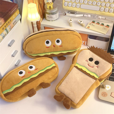 Pencil Case Cute Bread Pencilcases Estojo Etui Trousse Estuche Spoof Ученически пособия Голям капацитет Creativity Корейски канцеларски материали