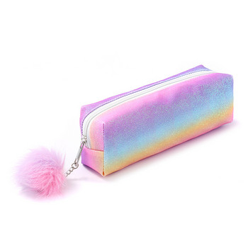 Θήκη μολυβιού Estuche Rainbow Glitter Flash Chalk Τσάντες Hairball Student Κορεάτικη γραφική ύλη Organizer Trousse Makeup Etui Kalemlik
