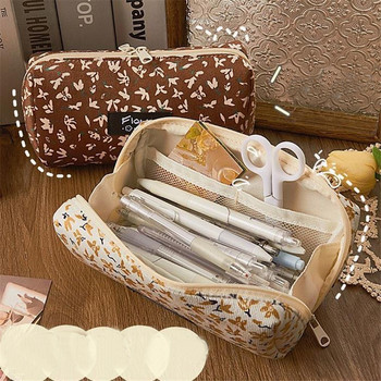 Калъф за молив Kawaii Estuches Pochita Калъфи Trousse Escolares Канцеларски материали Кадифено кадифе Ретро Калъф за молив Флорални чанти за химикалки Сладки