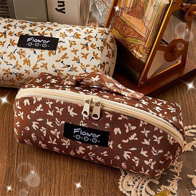 Калъф за молив Kawaii Estuches Pochita Калъфи Trousse Escolares Канцеларски материали Кадифено кадифе Ретро Калъф за молив Флорални чанти за химикалки Сладки