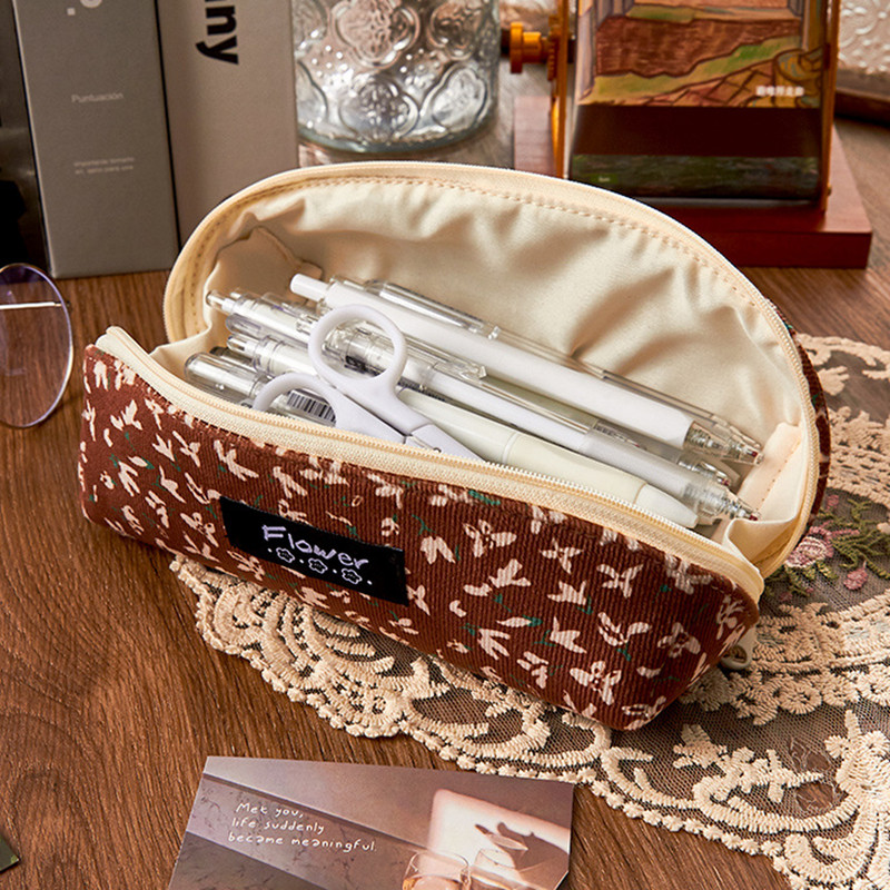 Tolltartó Kawaii Estuches Pochita tokok Trousse Escolares Írószer kellékek Corduroy Retro tolltartó Virágos tolltáskák Aranyos