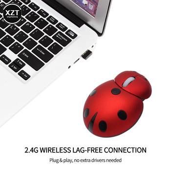 Ασύρματο Mini Animal Mouse Φορητό Δημιουργικό Ladybug Shape Laser Εργονομικό ποντίκι υπολογιστή για επιτραπέζιο φορητό υπολογιστή
