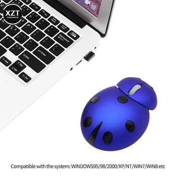 Безжична мини мишка за животни Преносима креативна лазерна ергономична компютърна мишка с форма на калинка за настолен компютър Лаптоп