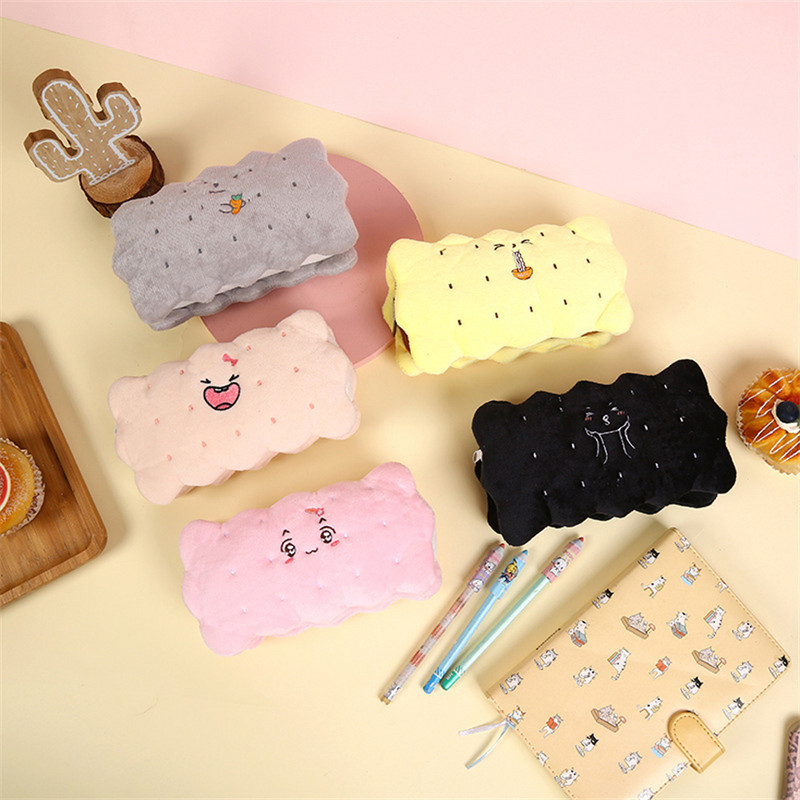Penalų dėklai Kawaii Trousse pliušiniai sausainiai Estuche Para Lapices Penalo maišeliai Kalemlik Papeleria Cute Piornik Pouch Kanken