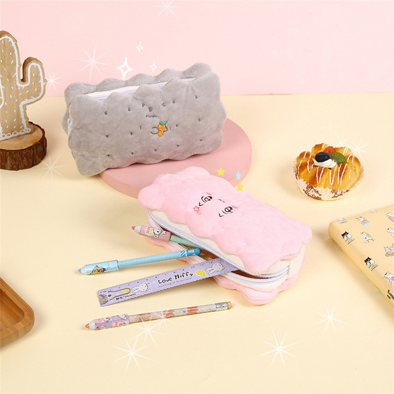 Penalų dėklai Kawaii Trousse pliušiniai sausainiai Estuche Para Lapices Penalo maišeliai Kalemlik Papeleria Cute Piornik Pouch Kanken