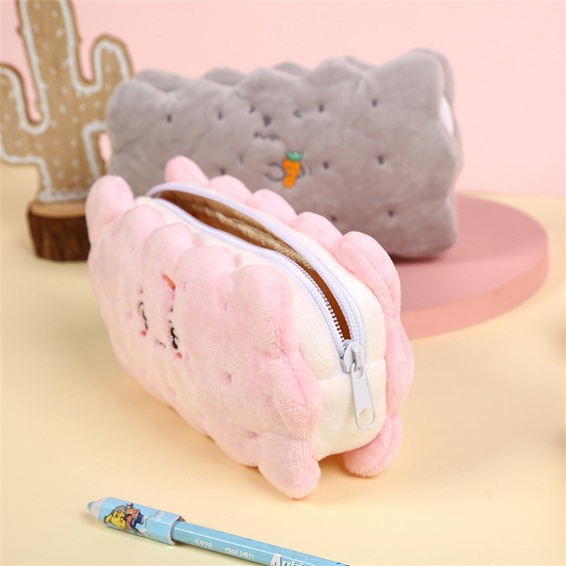 Penalų dėklai Kawaii Trousse pliušiniai sausainiai Estuche Para Lapices Penalo maišeliai Kalemlik Papeleria Cute Piornik Pouch Kanken