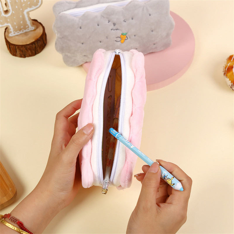 Penalų dėklai Kawaii Trousse pliušiniai sausainiai Estuche Para Lapices Penalo maišeliai Kalemlik Papeleria Cute Piornik Pouch Kanken