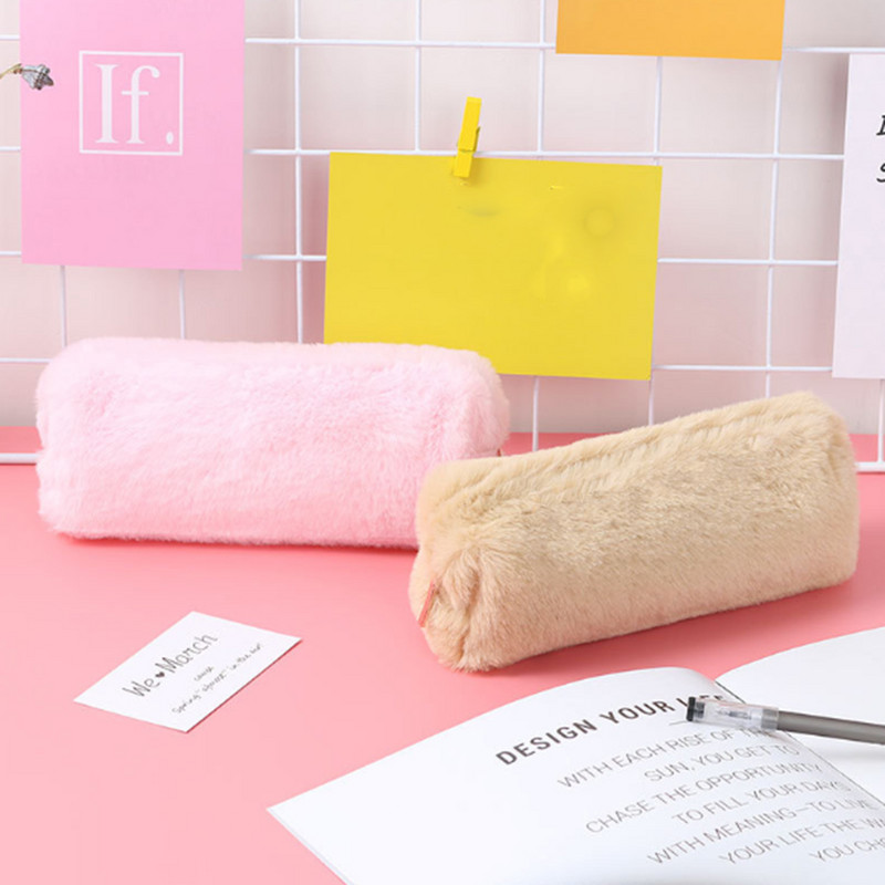 Korėjietiškas mokyklinis pieštukų dėklas Mielas pliušinis penalinis dėklas mergaitėms berniukams pieštukas užtrauktukas makiažo piniginė maišelis Kanceliarinės prekės mokyklinės prekės