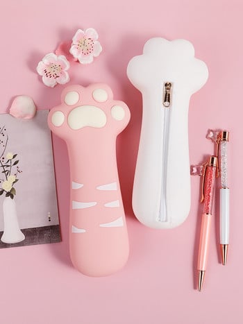 Cartoon Cat Paw Case Pencil Τσάντα Θήκη αποθήκευσης σιλικόνης Χαρτικά Παιδικά δώρο Σχολικό Ταξίδι F7031