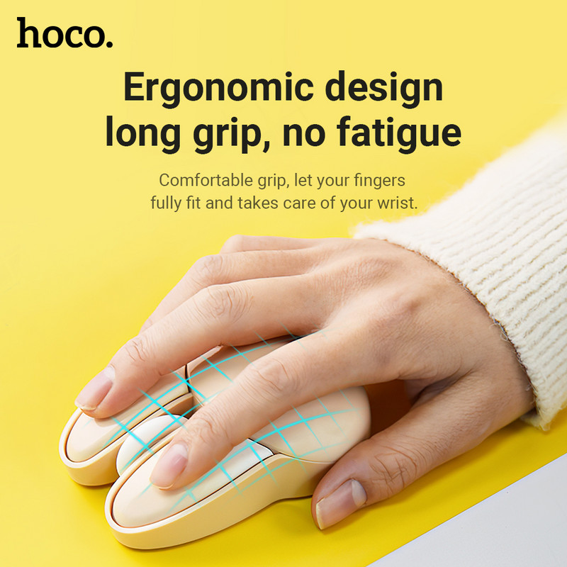 HOCO Cartoon belaidė pelė mielas triušio dizainas 3D ergonomiškos pelės tylios žaidimų optinė USB pelė, skirta nešiojamojo kompiuterio kompiuteriams