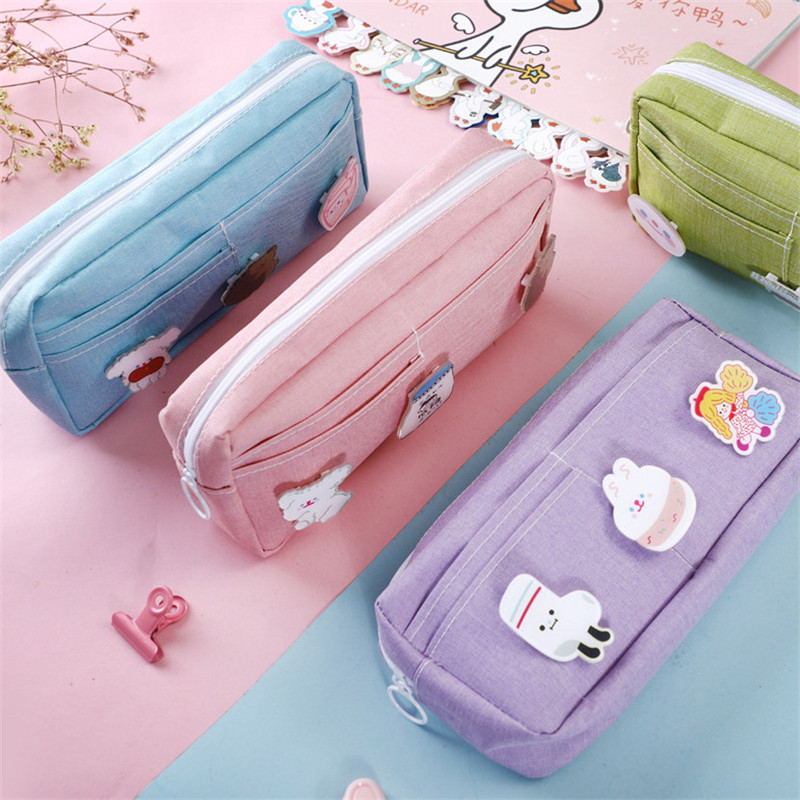Θήκες μολυβιών Kawaii Makeup School Things Office For Office Θήκη στυλό Kawaii Χαριτωμένα χαρτικά για κορίτσια Θήκη μολυβιών τσάντα 3 θέσεων