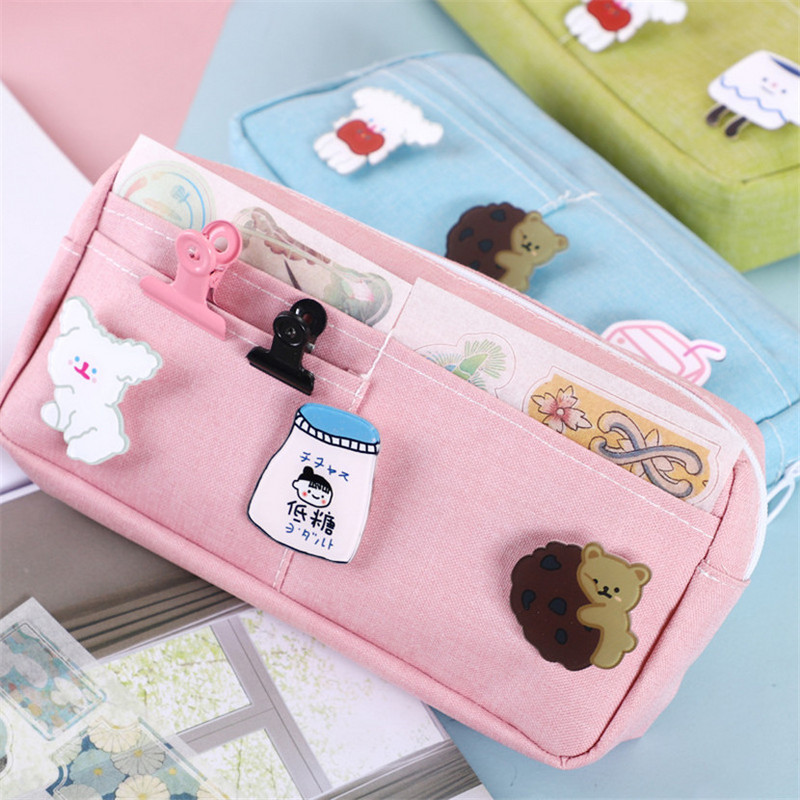Θήκες μολυβιών Kawaii Makeup School Things Office For Office Θήκη στυλό Kawaii Χαριτωμένα χαρτικά για κορίτσια Θήκη μολυβιών τσάντα 3 θέσεων