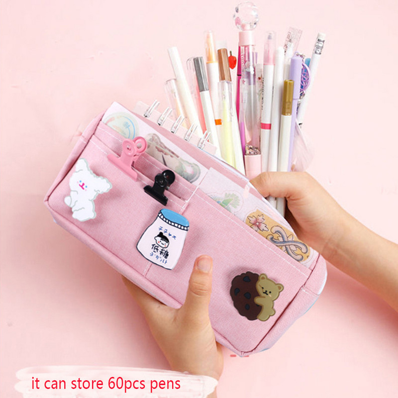 Θήκες μολυβιών Kawaii Makeup School Things Office For Office Θήκη στυλό Kawaii Χαριτωμένα χαρτικά για κορίτσια Θήκη μολυβιών τσάντα 3 θέσεων