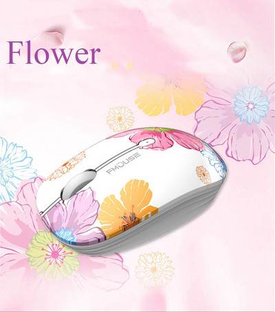 Belaidė pelė 2.4G nešiojamos tylios ir ergonomiškos pelės, skirtos PC Mac nešiojamiesiems kompiuteriams biuro reikmenys drugelių gėlės puiki išvaizda