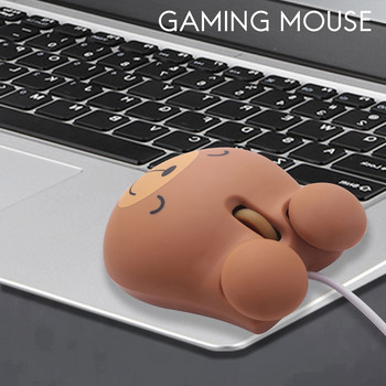 1000 Dpi Ενσύρματο οπτικό ποντίκι παιχνιδιών Cute Bear Animal Pouse Usb για φορητό υπολογιστή Κονσόλα παιχνιδιών καφέ πλαστικό