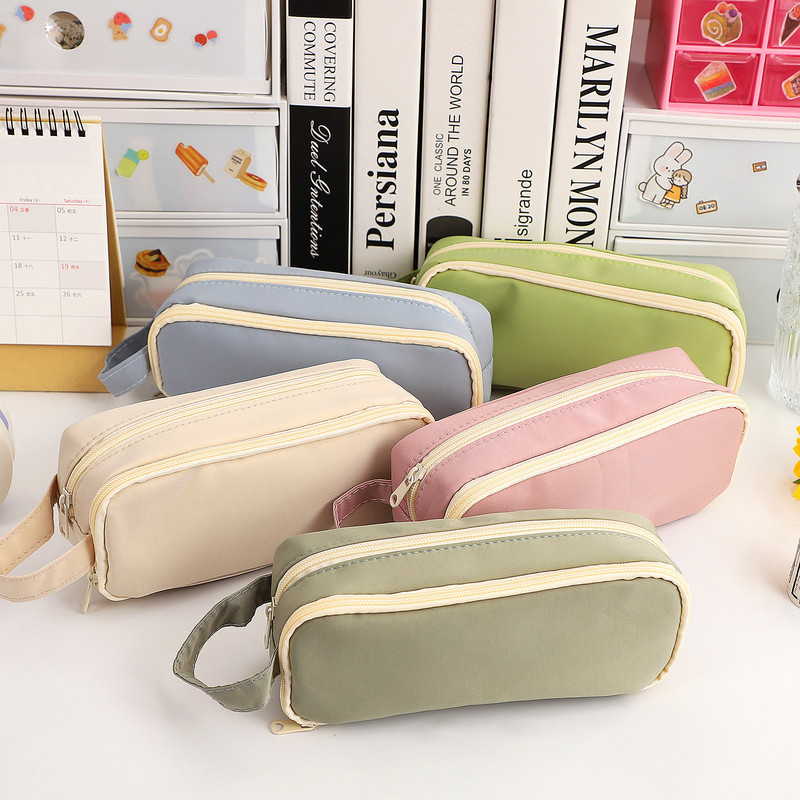 1kom krem pernica velikog kapaciteta prijenosna Kawaii torba za pohranu na patentni zatvarač kreativni višenamjenski stacionarni studentski pribor
