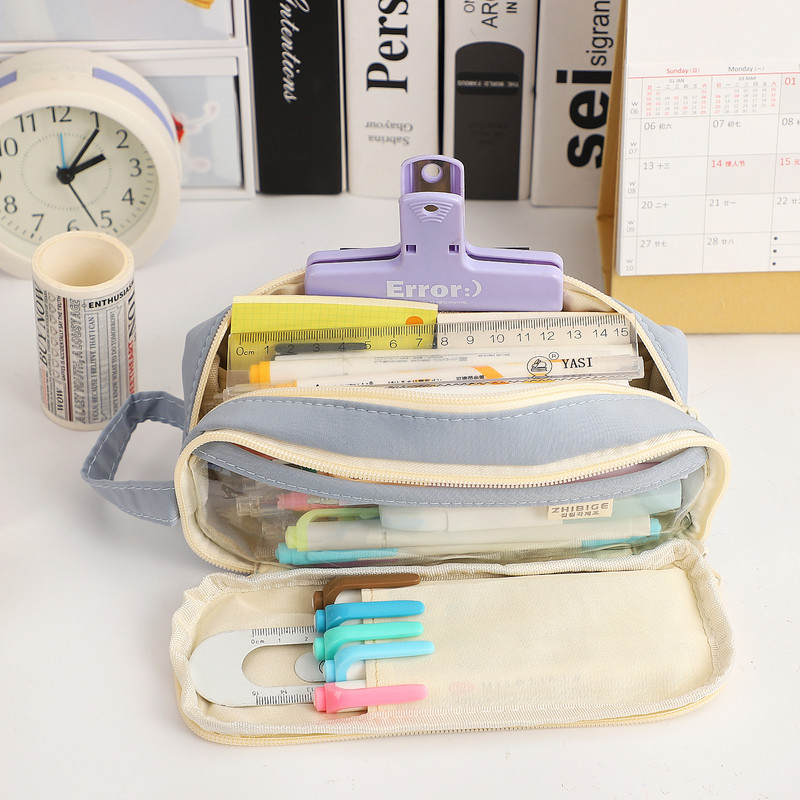 1kom krem pernica velikog kapaciteta prijenosna Kawaii torba za pohranu na patentni zatvarač kreativni višenamjenski stacionarni studentski pribor