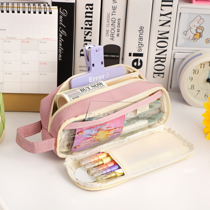 1kom krem pernica velikog kapaciteta prijenosna Kawaii torba za pohranu na patentni zatvarač kreativni višenamjenski stacionarni studentski pribor