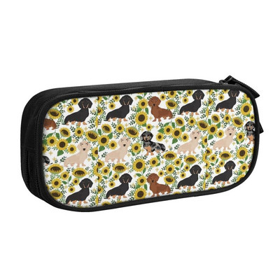 Testreszabott tacskó kolbász virágos tolltartók fiúknak, nagy kapacitású tacskókutya szerelmesek kölyök ceruzatasak tanulóknak írószerek