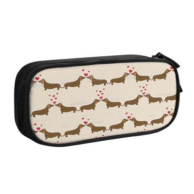 Testreszabott tacskó kolbász virágos tolltartók fiúknak, nagy kapacitású tacskókutya szerelmesek kölyök ceruzatasak tanulóknak írószerek