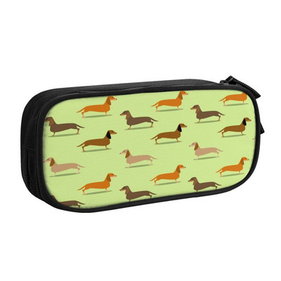 Testreszabott tacskó kolbász virágos tolltartók fiúknak, nagy kapacitású tacskókutya szerelmesek kölyök ceruzatasak tanulóknak írószerek