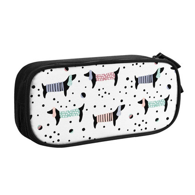 Testreszabott tacskó kolbász virágos tolltartók fiúknak, nagy kapacitású tacskókutya szerelmesek kölyök ceruzatasak tanulóknak írószerek