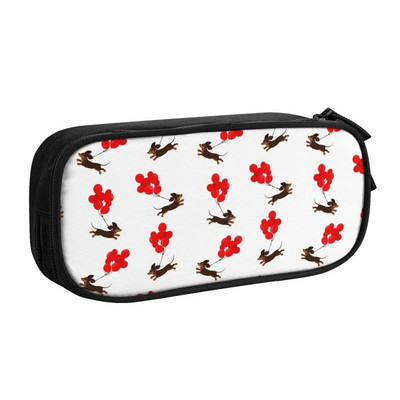 Testreszabott tacskó kolbász virágos tolltartók fiúknak, nagy kapacitású tacskókutya szerelmesek kölyök ceruzatasak tanulóknak írószerek