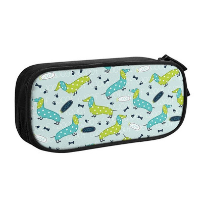 Testreszabott tacskó kolbász virágos tolltartók fiúknak, nagy kapacitású tacskókutya szerelmesek kölyök ceruzatasak tanulóknak írószerek