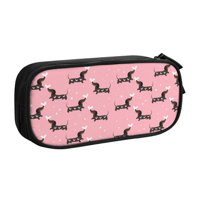 Testreszabott tacskó kolbász virágos tolltartók fiúknak, nagy kapacitású tacskókutya szerelmesek kölyök ceruzatasak tanulóknak írószerek