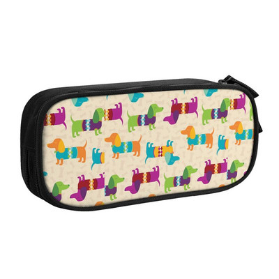 Testreszabott tacskó kolbász virágos tolltartók fiúknak, nagy kapacitású tacskókutya szerelmesek kölyök ceruzatasak tanulóknak írószerek