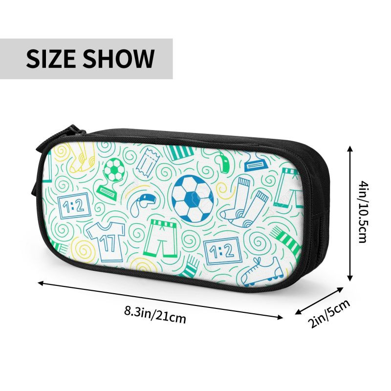 Futbolo kamuoliuko raštas Futbolo sportiniai pieštukų dėklai mergaitėms berniukams Didelės talpos rašiklio dėžutės krepšys Mokykliniai priedai
