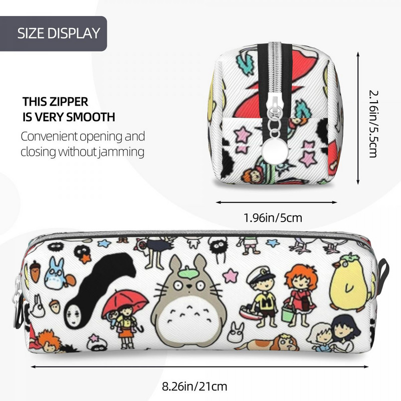 Mielas Totoro pieštukų dėklas Kūrybiškas anime Hayao Miyazaki rašiklio dėžutės krepšys mokiniams, didelės talpos mokyklinių reikmenų dovanų pieštukai