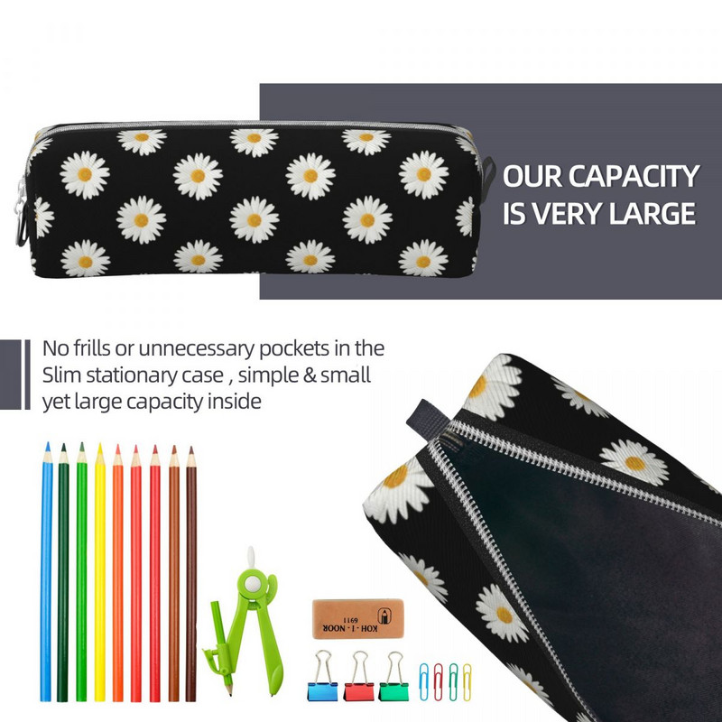 Mieli Daisy pieštukų dėklai Kūrybingi gėlėti gėlėti rašiklių krepšiai studentams, didelė saugykla, mokykliniai pieštukai su užtrauktuku