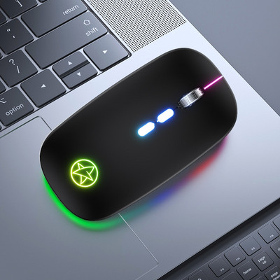 Töltő vezeték nélküli Bluetooth egér 2,4 Ghz világító RGB Gaming Office 5 gombos fém kerék, számítógépekhez és notebookokhoz