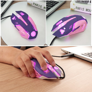 Компютърна мишка, USB кабелна ергономична мишка с 6 бутона, 2400dpi оптична дихателна светлина Компютърна мишка за игри за компютър, таблет, лаптоп