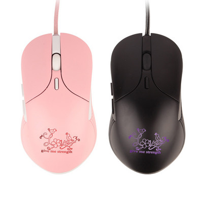 Розова игрална мишка 3200 dpi цветна подсветка стилна красива 4 нива DPI кабелна женска мишка за момичета офис игри подарък лаптоп