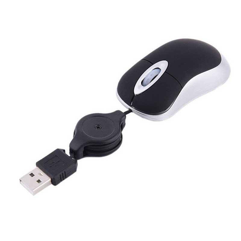 Optikai mini visszahúzható egér Hordozható mini USB vezetékes egér Ergonómia Otthoni irodai egerek számítógépes PC laptopokhoz