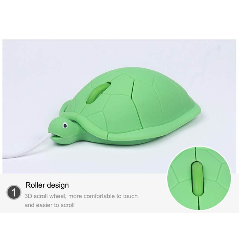 Sovawin Mini Cute Kawaii Tortoise Žičani miš 2.0 USB 3D Životinjski Računalni miš Gamer Optički miševi 1200DPI Za prijenosno računalo Prijenosno računalo