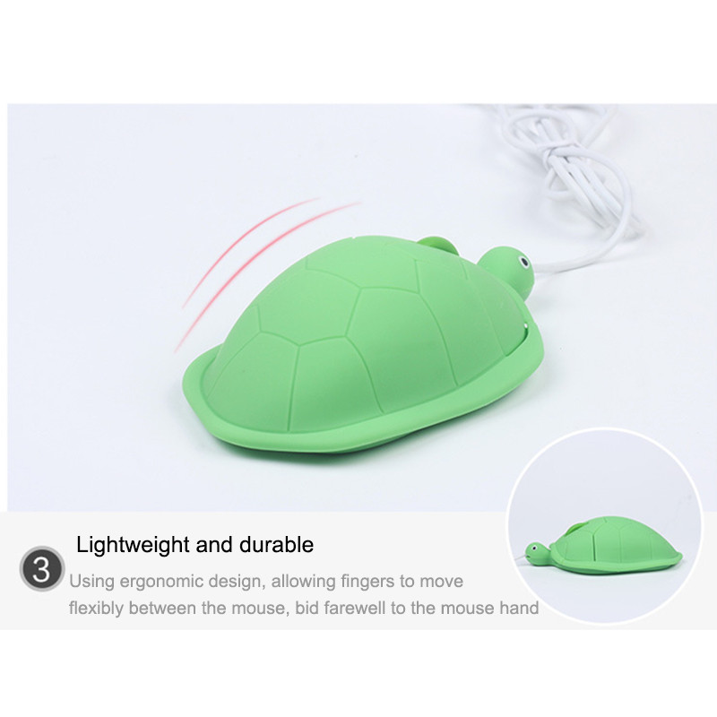Sovawin Mini Cute Kawaii Tortoise Žičani miš 2.0 USB 3D Životinjski Računalni miš Gamer Optički miševi 1200DPI Za prijenosno računalo Prijenosno računalo