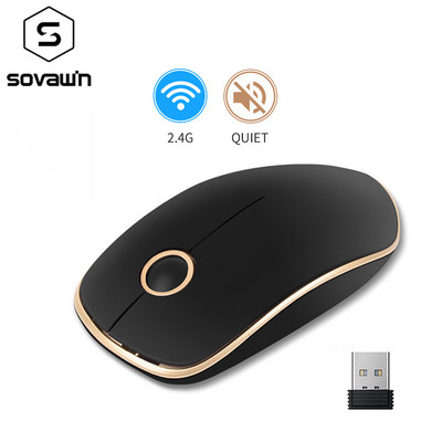 SOVAWIN USB 2.4G безжична мишка Ергономична оптична преносима мини игрална бизнес мишка 1200 DPI компютърна мишка за лаптоп PC
