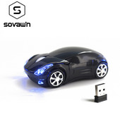 SOVAWIN LED mini belaidė pelė automobilio formos pelė USB imtuvas 1200 DPI 2.4G žaidimų optinės elektroninės pelės, skirtos asmeniniam nešiojamam kompiuteriui